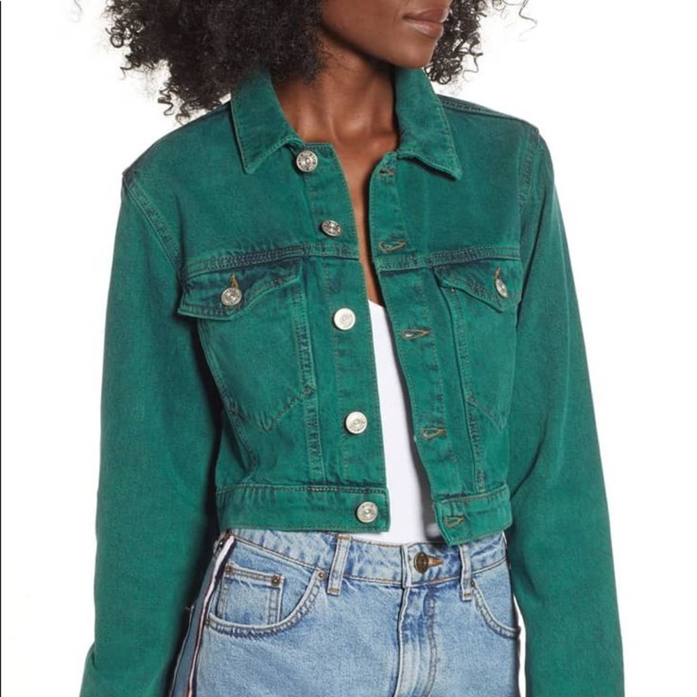 Urban Outfitters BDG Green Crop Denim Jacket
